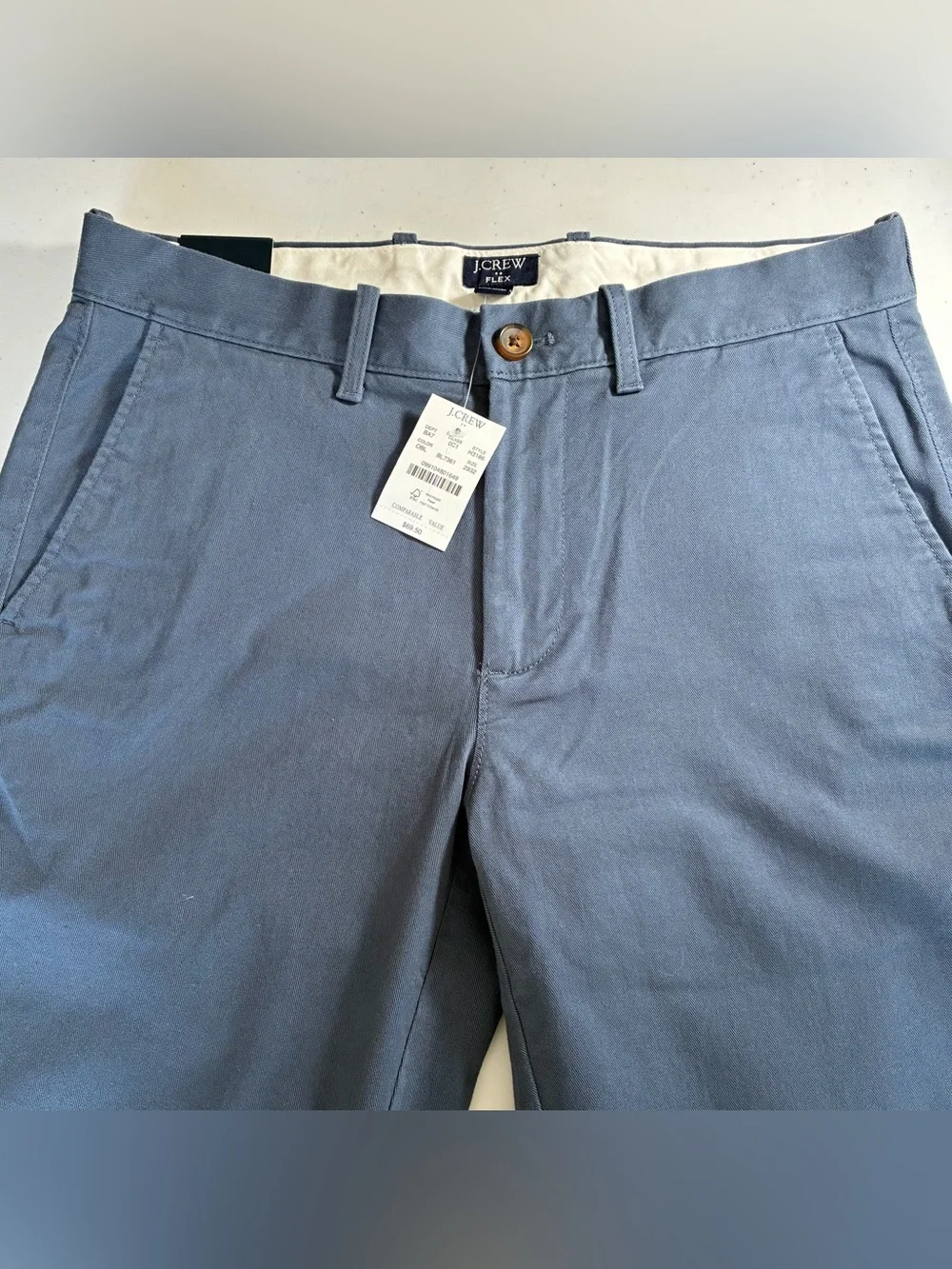 NWT J.CREW Flex Mens 29x32 Straight Slim Fit Chino Pants Blue Casual Golf Dress